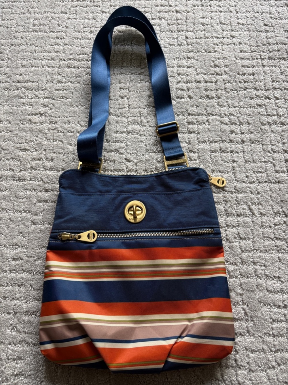 Baggallini Navy Blue Multi-Stripe Crossbody Bag